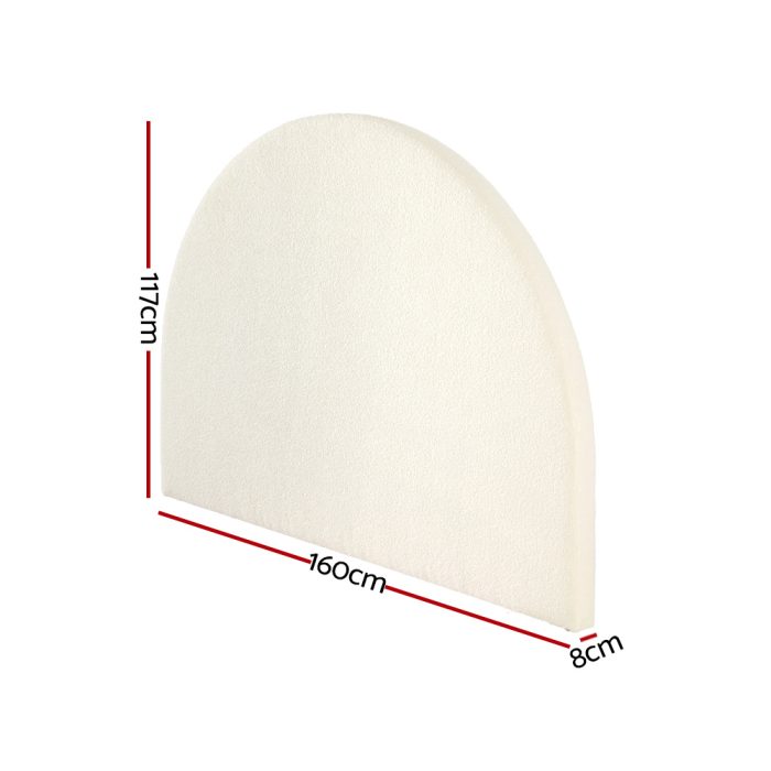 Artiss Bed Head Headboard Queen Boucle - GREI White - Image 2