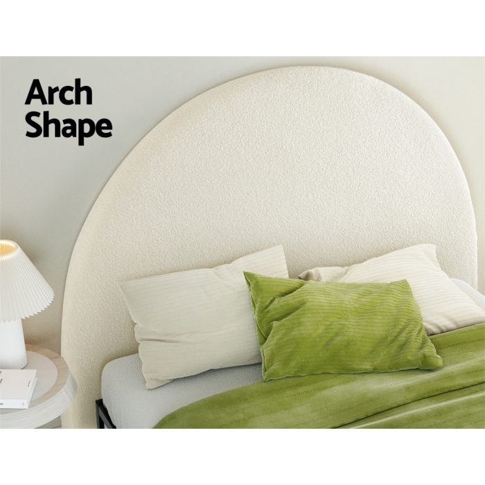 Artiss Bed Head Headboard Queen Boucle - GREI White - Image 4