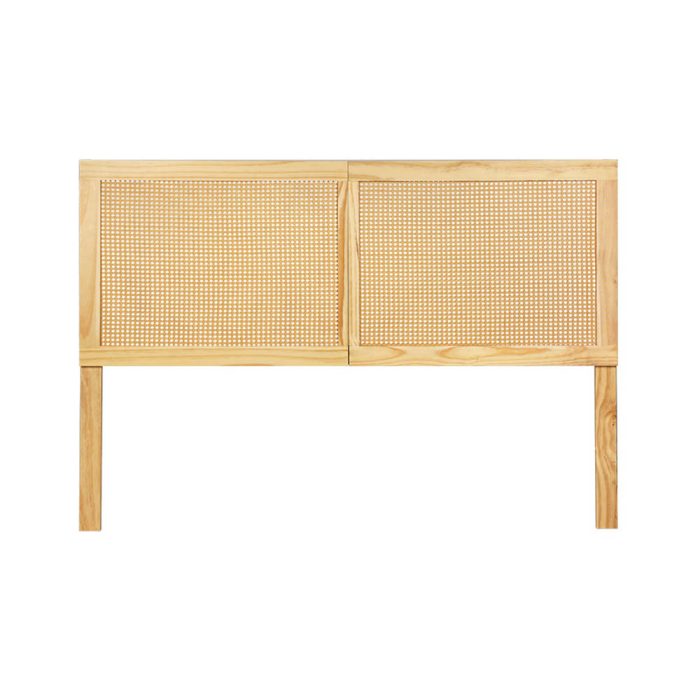Artiss Bed Head Headboard Queen Rattan - RIBO Pine - Image 3