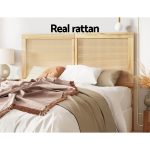 Artiss Bed Head Headboard Queen Rattan - RIBO Pine - Image 4