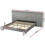 Artiss Bed Frame King Size Velvet Grey LOTT - Image 2