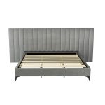 Artiss Bed Frame King Size Velvet Grey LOTT - Image 3
