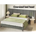 Artiss Bed Frame King Size Velvet Grey LOTT - Image 4
