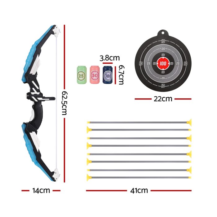 Keezi Kids Bow and Arrow Target Set Outdoor Sport Archery Toys Bottle LED Light - Image 2