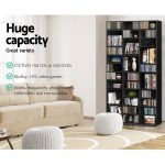 Artiss CD Shelf Storage Unit with Adjustable Shelves Black - Image 4