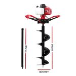 Giantz 92CC Post Hole Digger 300mm Petrol Drill Extension Auger Bits - Image 2