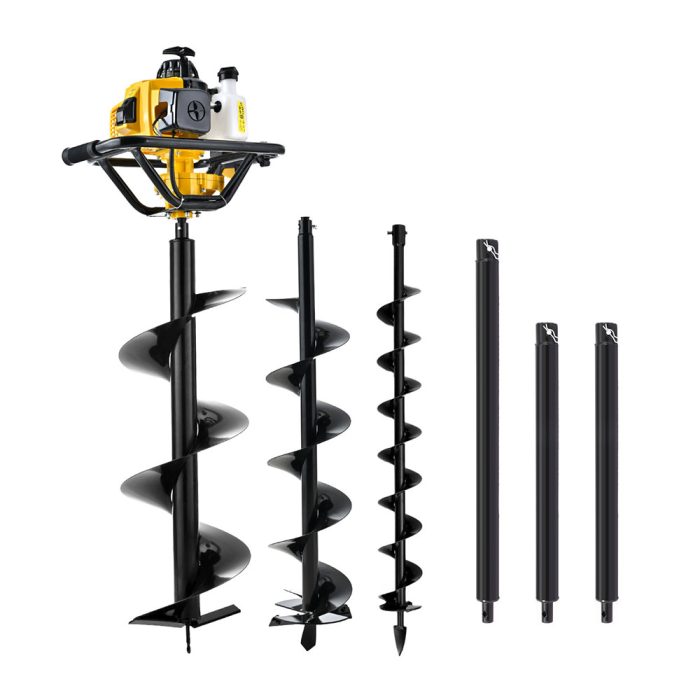 Giantz Post Hole Digger 82CC Petrol Motor Drill Borer Fence Extension Auger Bits - Image 3