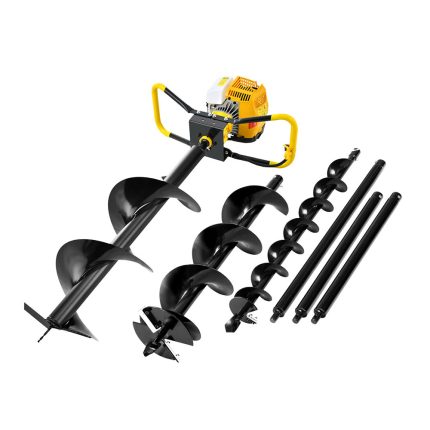 Giantz Post Hole Digger 74CC Petrol Motor Drill Borer Fence Extension Auger Bits