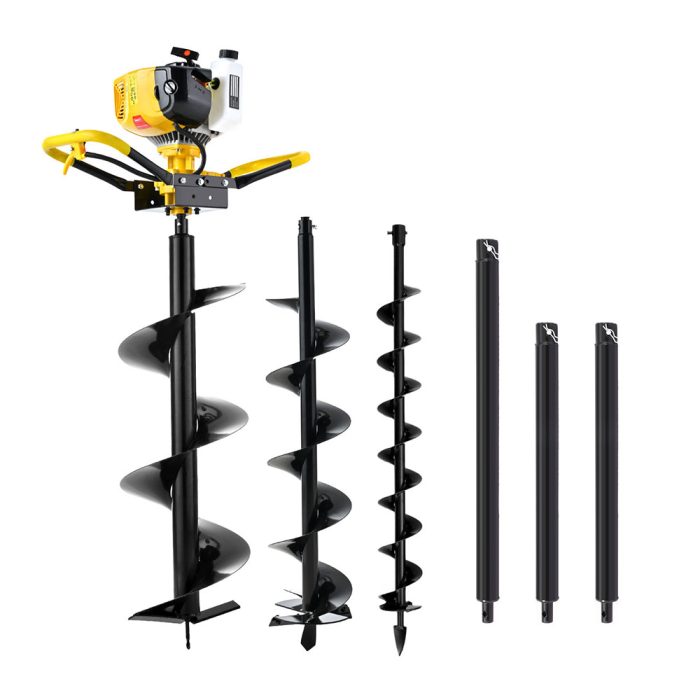 Giantz Post Hole Digger 74CC Petrol Motor Drill Borer Fence Extension Auger Bits - Image 3