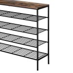 Artiss Shoe Rack 25 Pairs 5-tier Shoe Storage Organiser Shelf Metal frame Walnut - Image 3