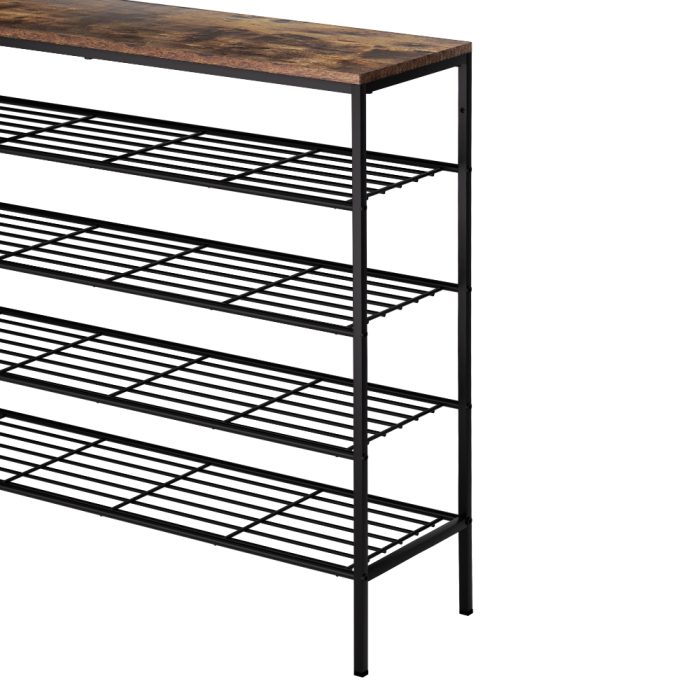 Artiss Shoe Rack 25 Pairs 5-tier Shoe Storage Organiser Shelf Metal frame Walnut - Image 3