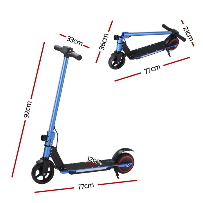 Electric Scooter 130W 16KM/H LED Light Folding Portable Riding Commuter Blue - Image 2