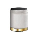 Artiss Ottoman Storage Foot Stool Round Velvet Grey - Image 3