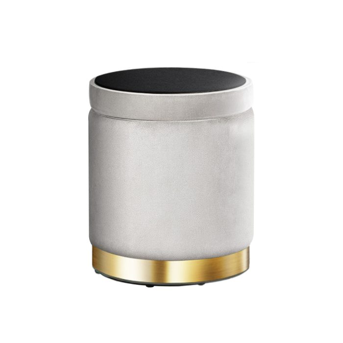 Artiss Ottoman Storage Foot Stool Round Velvet Grey - Image 3