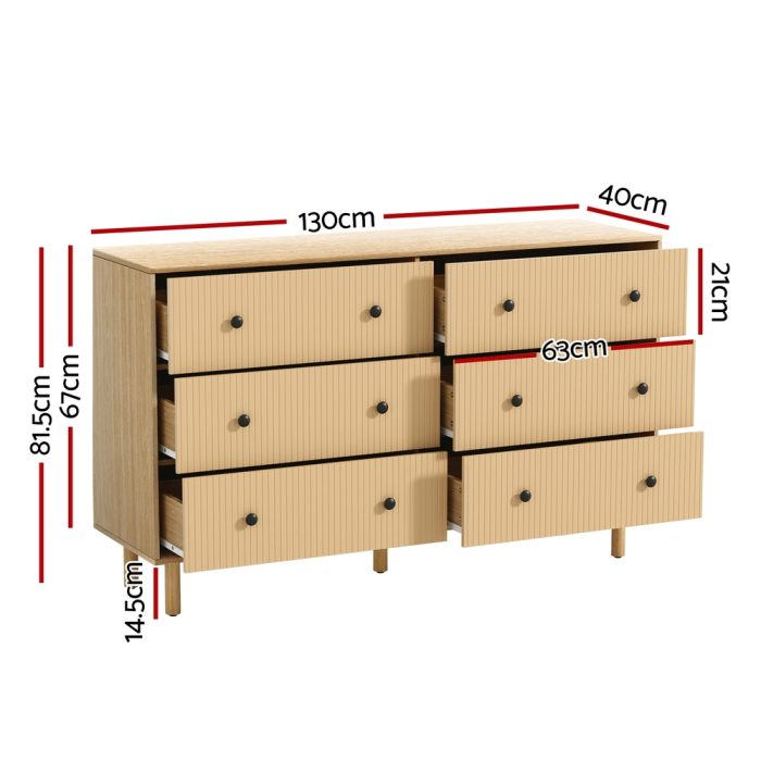 Artiss 6 Chest of Drawers Tallboy Cabinet - RUTH Pine - Image 2