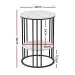 Artiss Coffee Table 2-Tier Round Marble Effect - Image 2