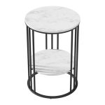 Artiss Coffee Table 2-Tier Round Marble Effect - Image 3