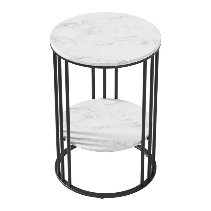 Artiss Coffee Table 2-Tier Round Marble Effect - Image 3