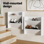 Artiss Shoe Rack 2-tier 12 Pairs Wall Mounted x2 - White - Image 4