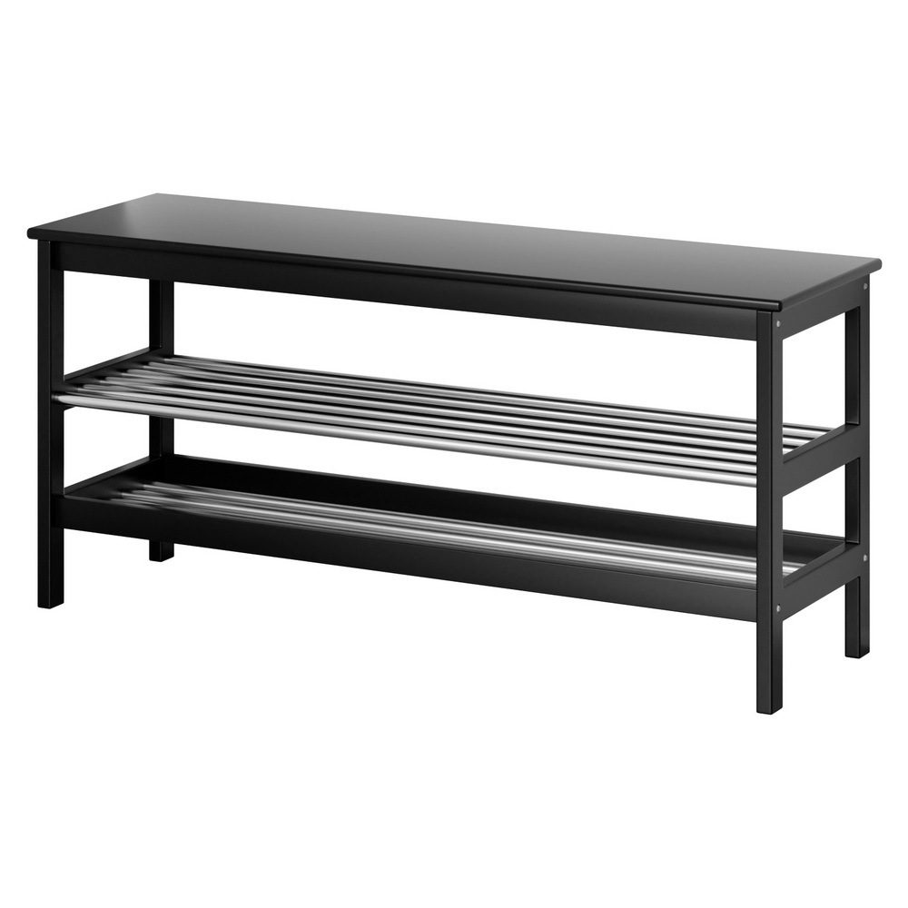 FUR-S-SHOE-BEN03-BK-160056-00 Artiss Shoe Rack Cabinet Bamboo Bench 10 Paris Black - Image 1