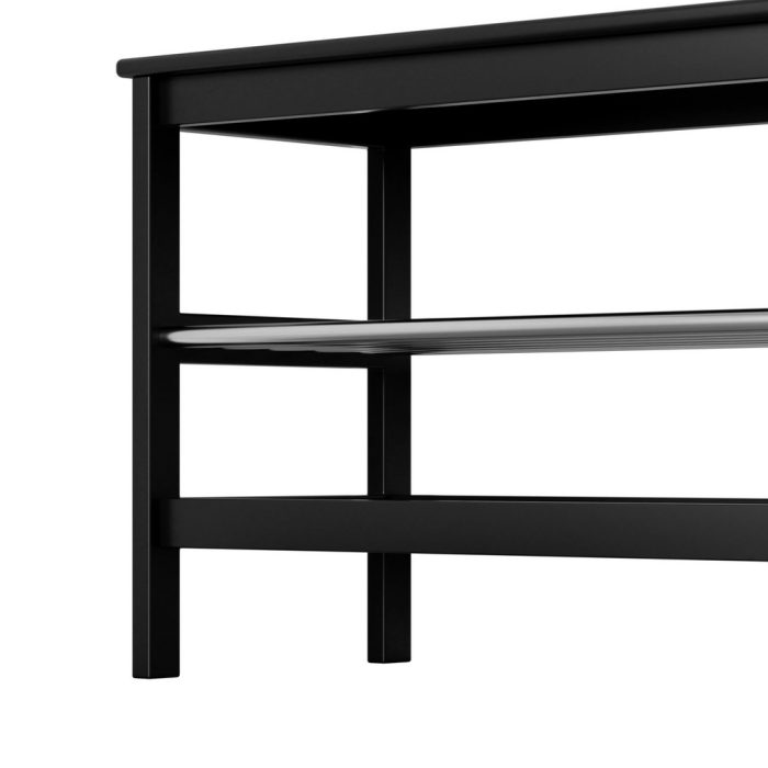 Artiss Shoe Rack Cabinet Bamboo Bench 10 Paris Black - Image 3