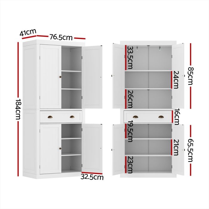 Artiss Buffet Sideboard Cupboard Cabinet White - Image 2