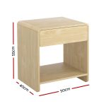 Artiss Bedside Table Drawer Open Shelf Pine - Image 2