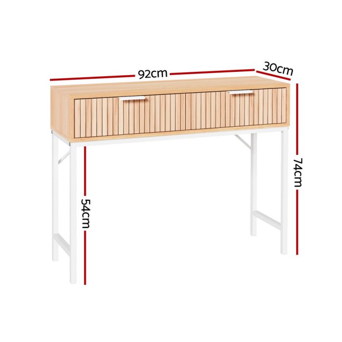 Artiss Console Table 2 Drawers 92CM - Image 2
