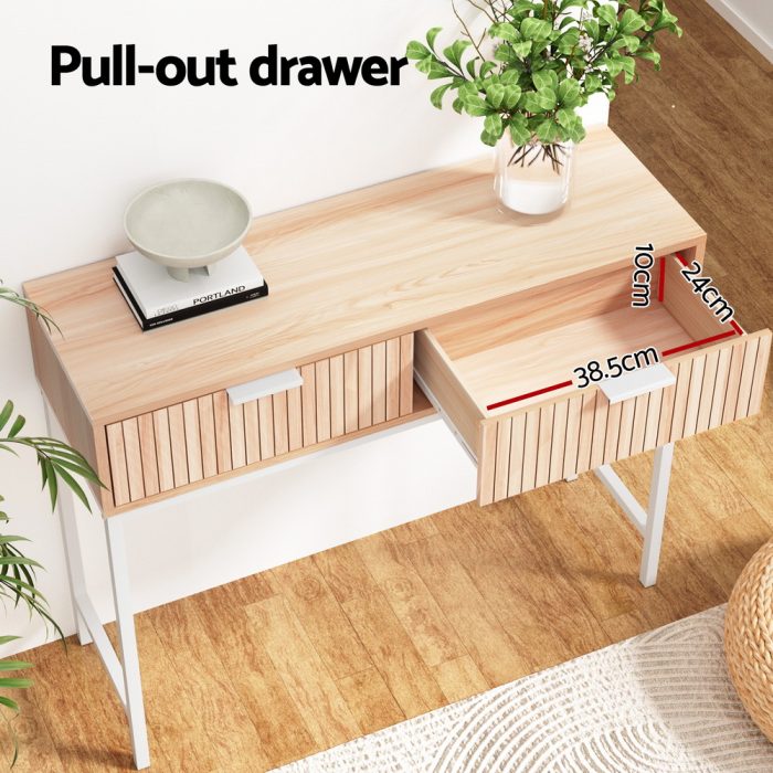 Artiss Console Table 2 Drawers 92CM - Image 4