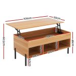 Artiss Coffee Table Lift-top Oak - Image 2
