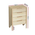 Artiss 4 Chest of Drawers Tallboy - INEZ Pine - Image 2