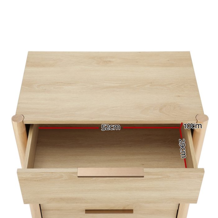 Artiss 4 Chest of Drawers Tallboy - INEZ Pine - Image 3