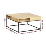 Artiss Coffee Table Storage Shelf Metal Frame - Image 2