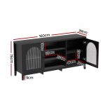 Artiss Buffet Sideboard Shelves Double Doors - Black - Image 2