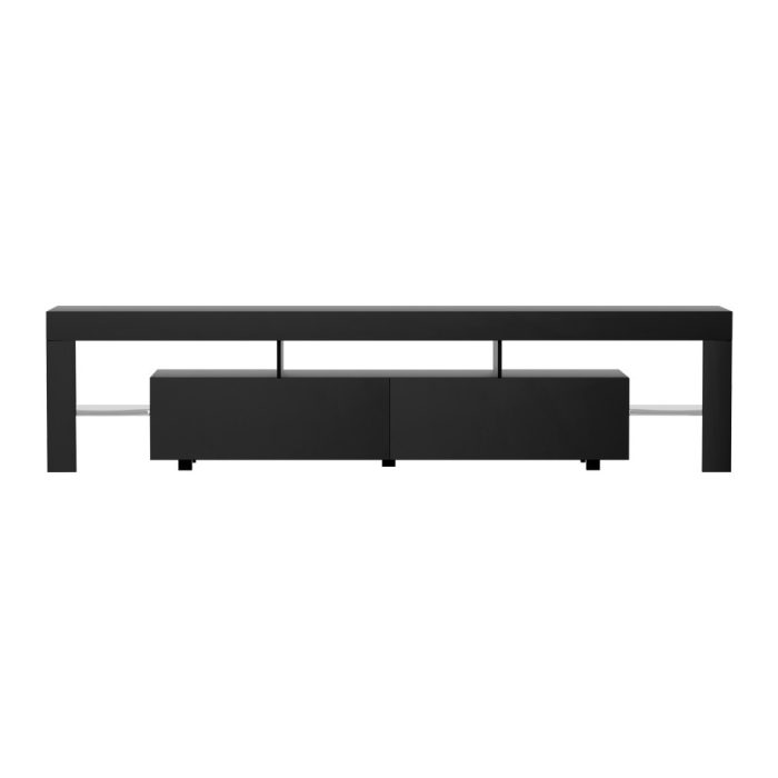 Artiss TV Cabinet Entertainment Unit Stand RGB LED Gloss Furniture 200cm Black - Image 3