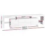 Artiss TV Cabinet Entertainment Unit Stand RGB LED Gloss Furniture 200cm White - Image 2