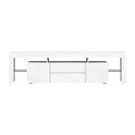 Artiss TV Cabinet Entertainment Unit Stand RGB LED Gloss Furniture 200cm White - Image 3