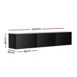 Artiss Floating Entertainment Unit TV Cabinet High Glossy Black 3 Cabinets 200CM - Image 2