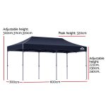 Instahut Gazebo Pop Up 3x6m w/Base Podx4 Marquee Folding Outdoor Wedding Camping Tent Shade Canopy Navy - Image 2