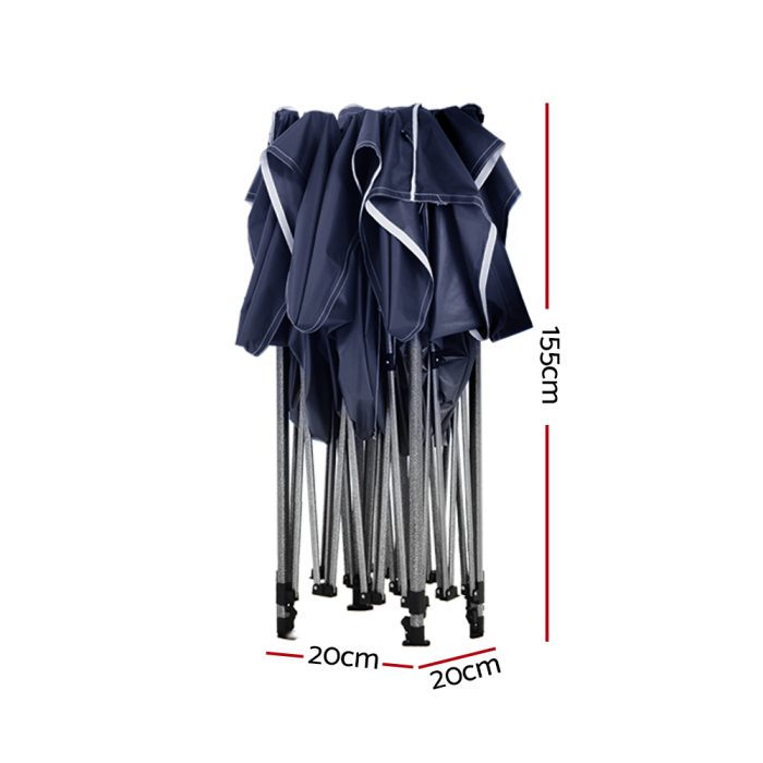 Instahut Gazebo Pop Up 3x6m w/Base Podx4 Marquee Folding Outdoor Wedding Camping Tent Shade Canopy Navy - Image 3
