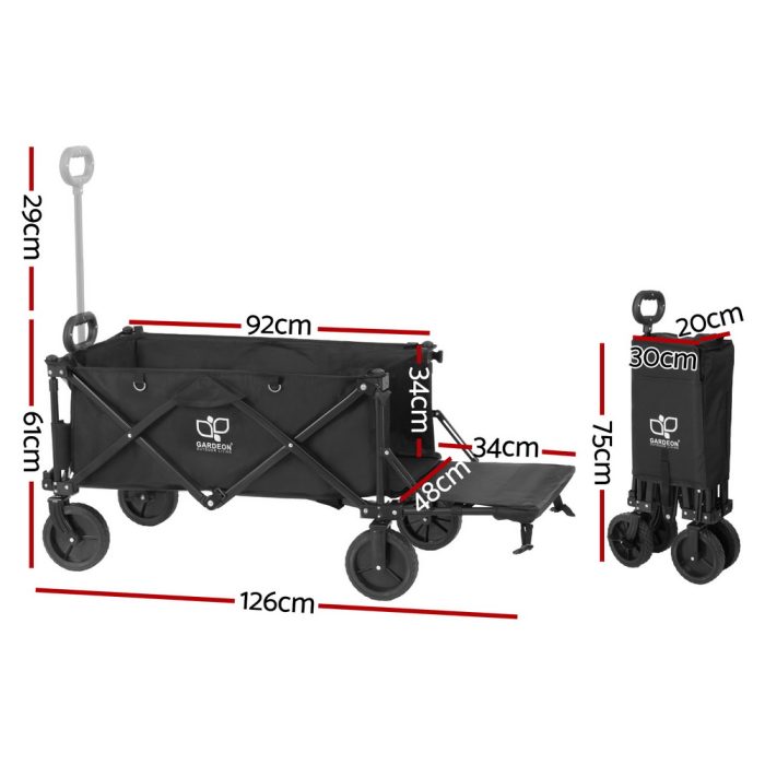 Gardeon Garden Cart with Opening Rear Black - Image 2