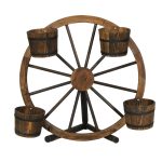Gardeon Garden Decor Plant Stand Outdoor Ornament Wooden Wagon Wheel 80cm - Image 3