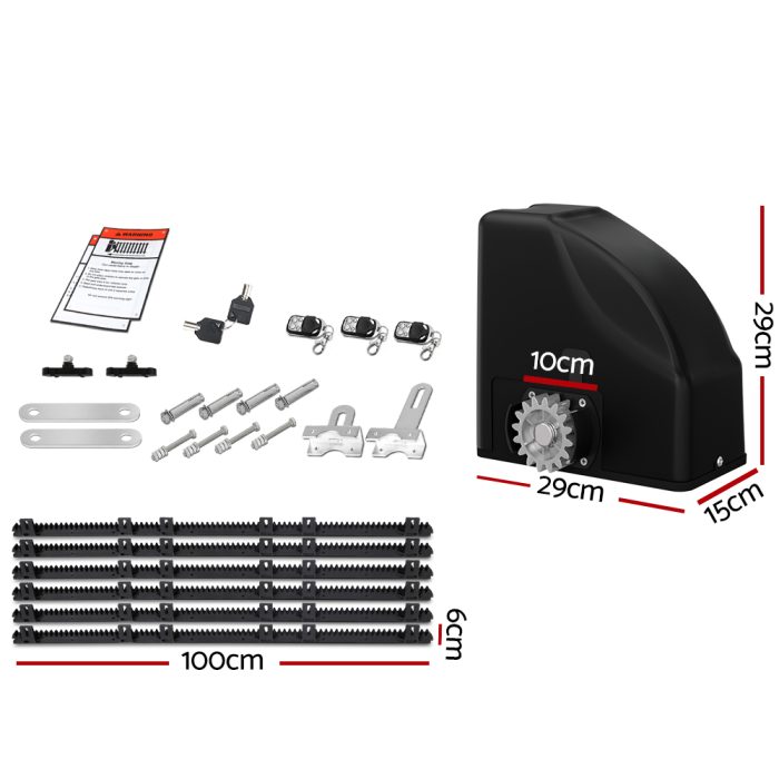 Lockmaster Automatic Sliding Gate Opener Kit 20W Solar Panel Electric 6M 600KG - Image 2
