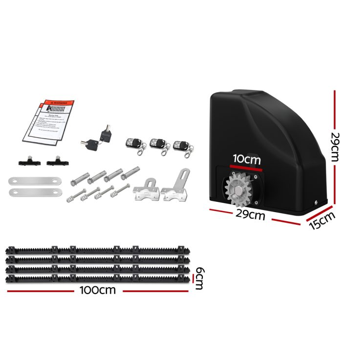 Lockmaster Automatic Sliding Gate Opener Kit 20W Solar Electric 4M 600KG - Image 2