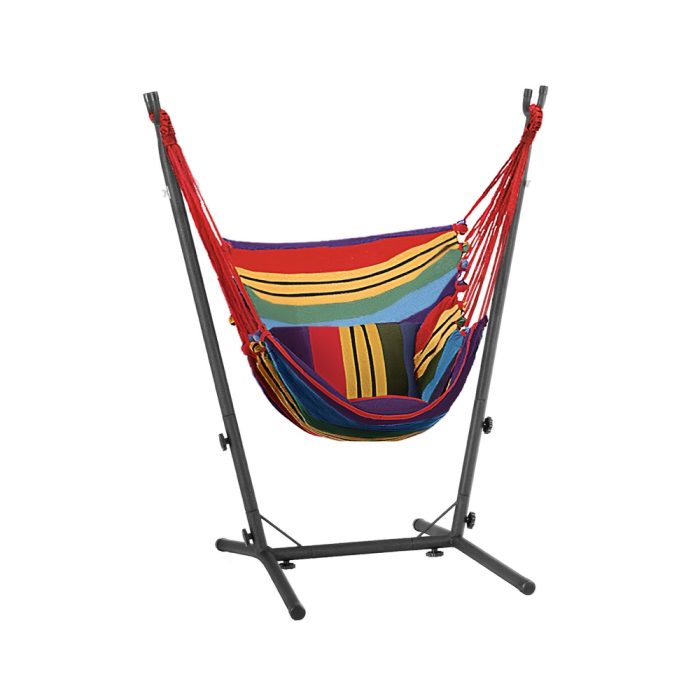 Gardeon Hammock Chair Outdoor Camping Hanging with Stand Rainbow - Image 3