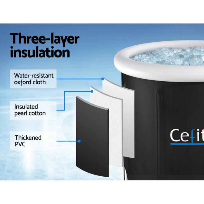 Portable Ice Bath Tub 80X80CM Inflatable Folding Bathtub Spa Massage - Image 4