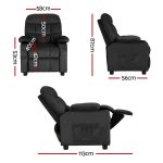 Keezi Kids Recliner Chair Black Velvet Sofa Lounge Couch Children Charis Armchair - Image 2
