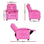 Keezi Kids Recliner Chair Pink Velvet Sofa Lounge Couch Children Charis Armchair - Image 2
