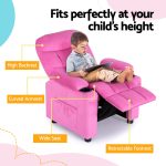 Keezi Kids Recliner Chair Pink Velvet Sofa Lounge Couch Children Charis Armchair - Image 4