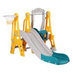 Keezi Kids Slide Swing Set Basketball Outdoor Toys Adjustable Height 140cm Green - Image 3